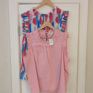 J. Crew Pink Ruffle Blouse